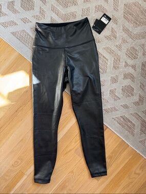90 Degree By Reflex Black Faux Leather Leggings with Brushed Finish